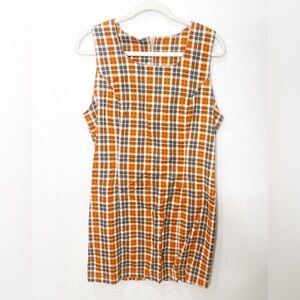 Vintage Orange Plaid Sleeveless Mini Dress Academia